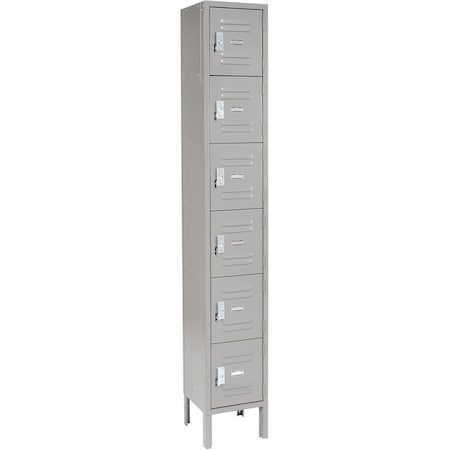 Global Industrial Six Tier Locker, 12x18x12, 6 Door, Unassembled, Gray 269690GY